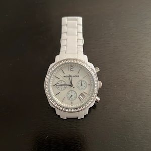 Michael Kors White Ceramic Watch with Costume Chrystals